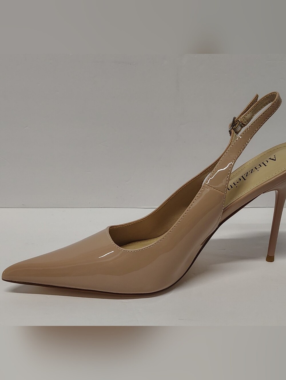 NWT Nude Patent Leather Pointy Stiletto Slingback Heels by Adrizzlein Sz 8.5